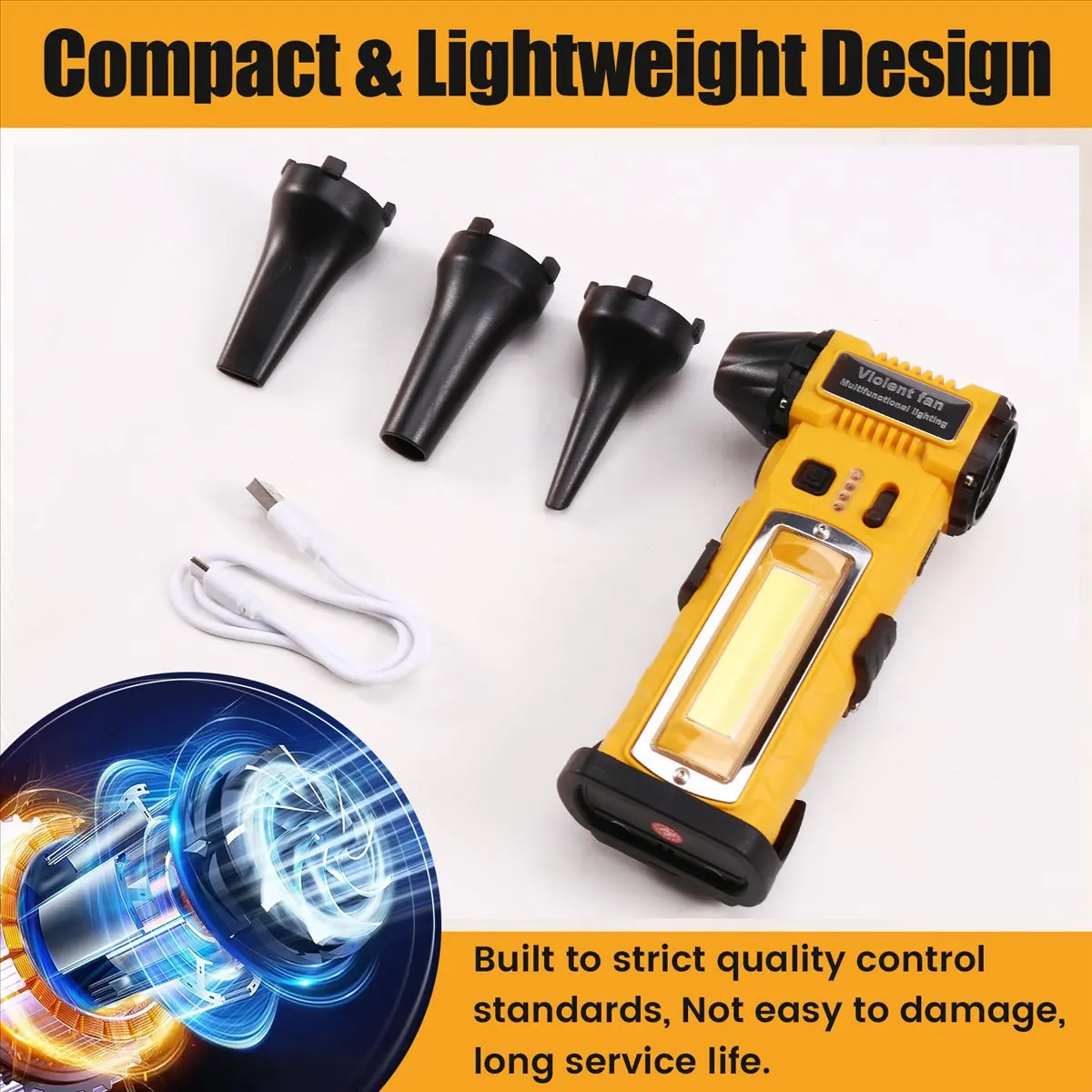 HGHO Handheld Turbo Jet Fan with LED 110000RPM Adjustable Speed Hair Dryer Vacuum Cleaner Air Dust Blower Brushless Motor B - view 6