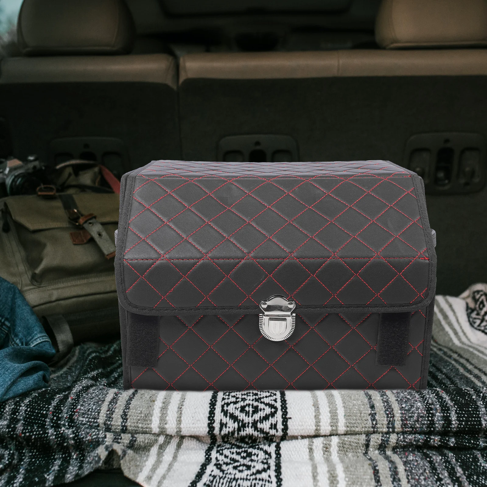 

Storage Box Foldable Car Organizer Black Red Small Size Large Capacity SUV Cargo Container Trunk Storage Solution Car Trunk