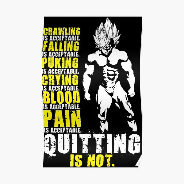 Quitting Is Not Acceptable Anime Gym M  Poster Decor Room Art Wall Vintage Modern Decoration Funny Picture Painting No Frame