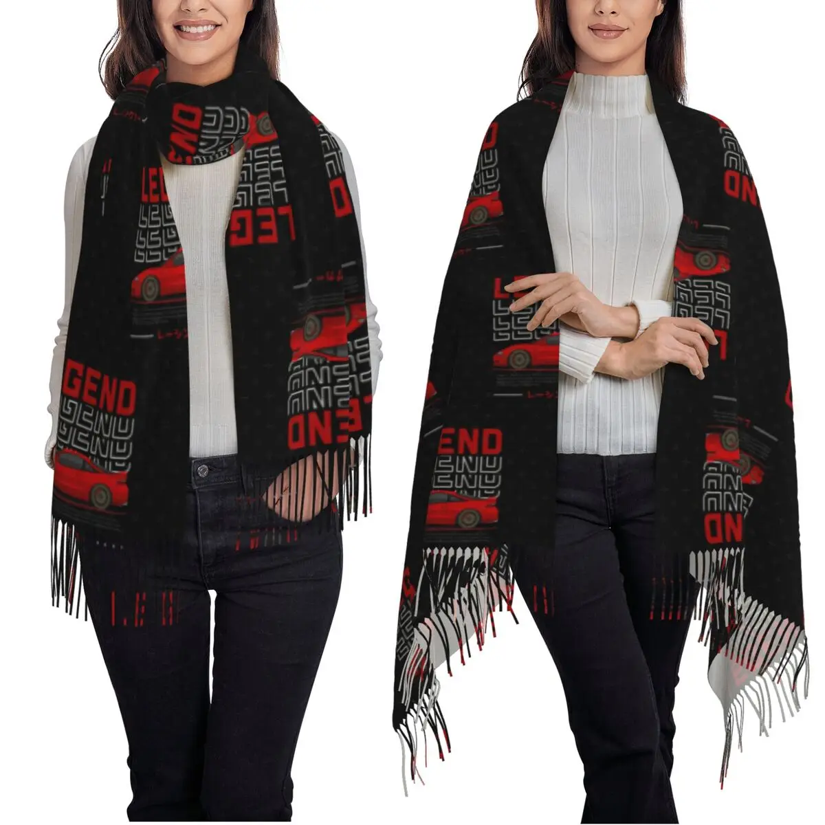 الكسوف 2G DSM وشاح أحمر شرابة الأوشحة النساء شالات دافئة لينة ويلتف طويل الخريف الشتاء شال التفاف