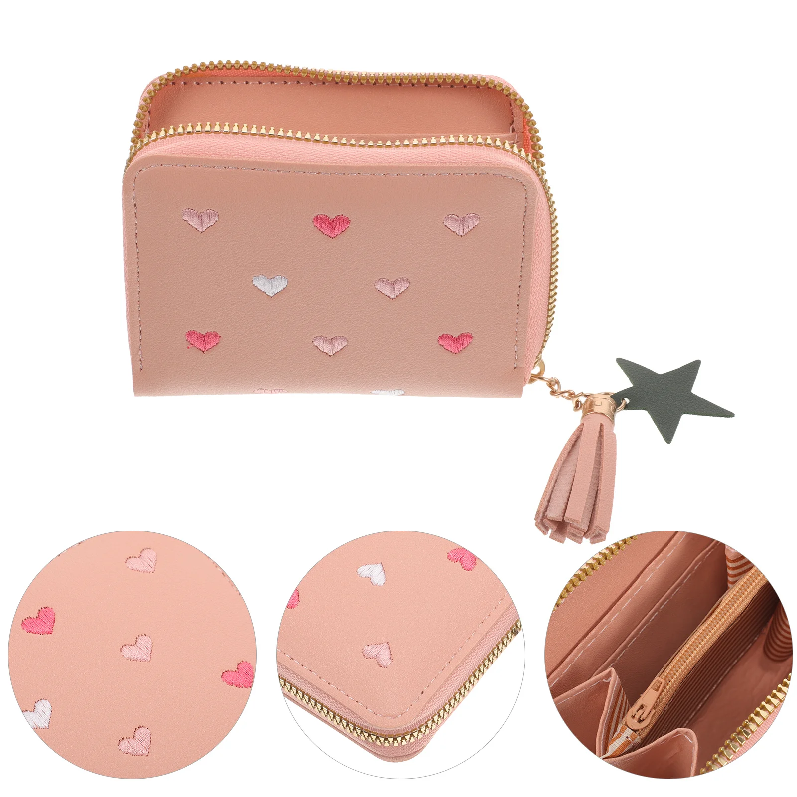 Portafoglio da donna Pochette Porta carte piccolo Chiusura con cerniera Portamonete leggero Organizzatore di grande capacità Porta carte di credito da viaggio
