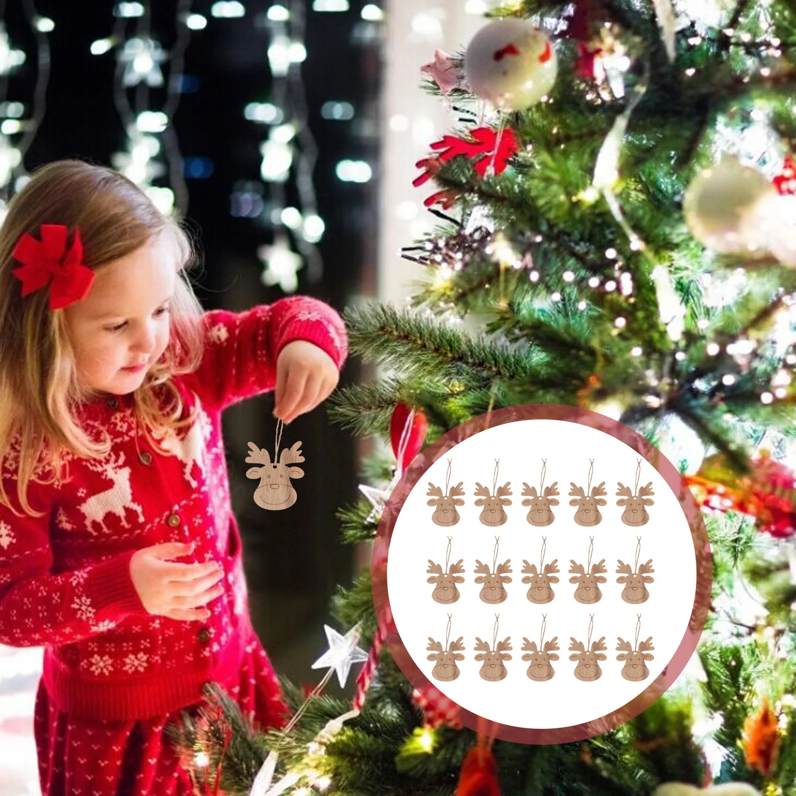 

20pcs DIY Wood Elk Slices Graffiti Chips for Christmas Decor Toys Handmade Painting Set Holiday Gift Idea