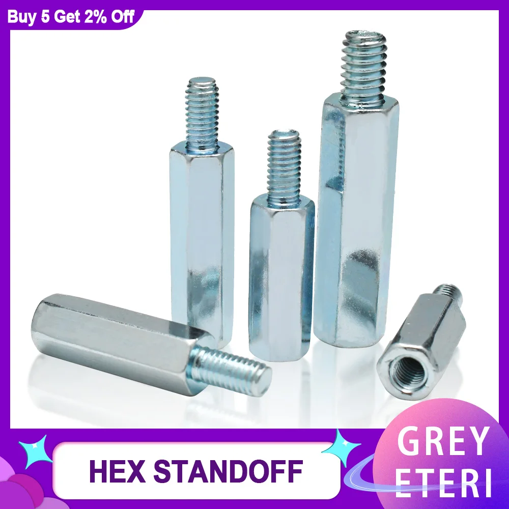 Blue Zinc Stainless Steel Hex Standoff Male to Female Motherboard Rack Stud Mount Spacer Column Screws Bolts Standoffs M3M4M5M6