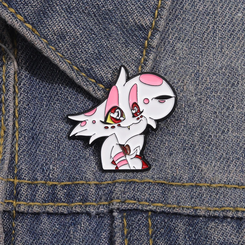 Cartoon Hazbins Angel Pins Brooch Hotels Charlie Vaggie Alastor 3 Vees Badge Brooches for Women Men Kids Lapel Pin Jewelry