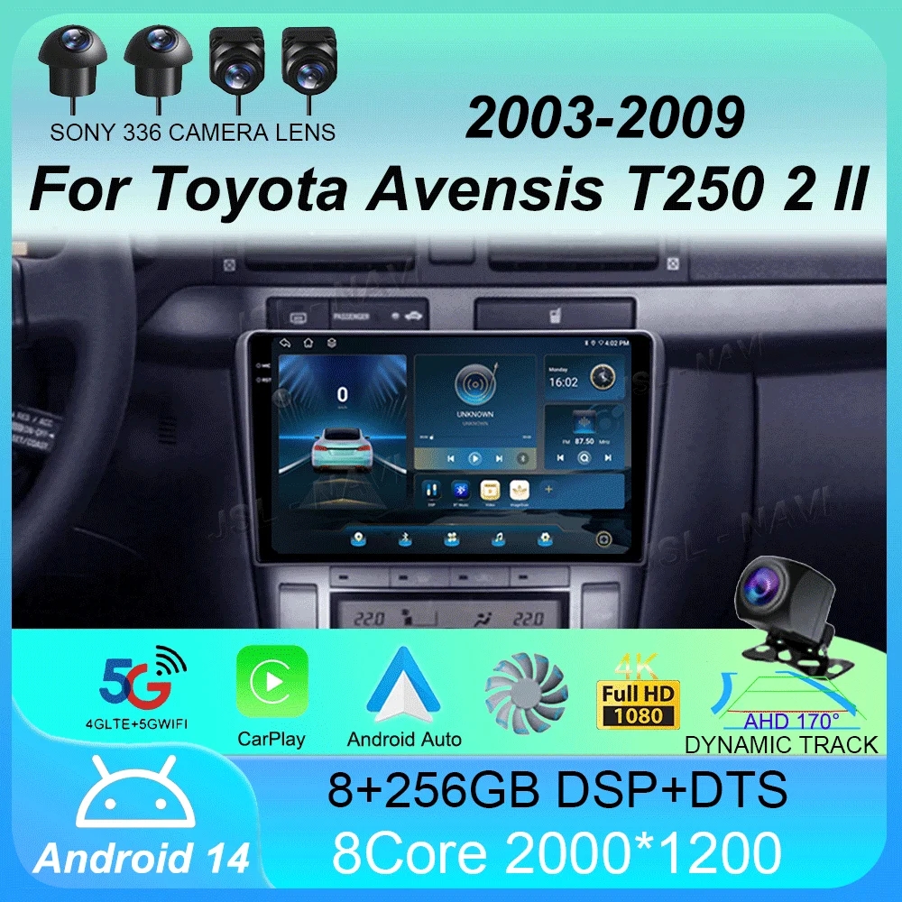 

Android 14 Car Radio For Toyota Avensis T250 2 II 2003 - 2009 Multimedia Video Player Navigation stereo GPS