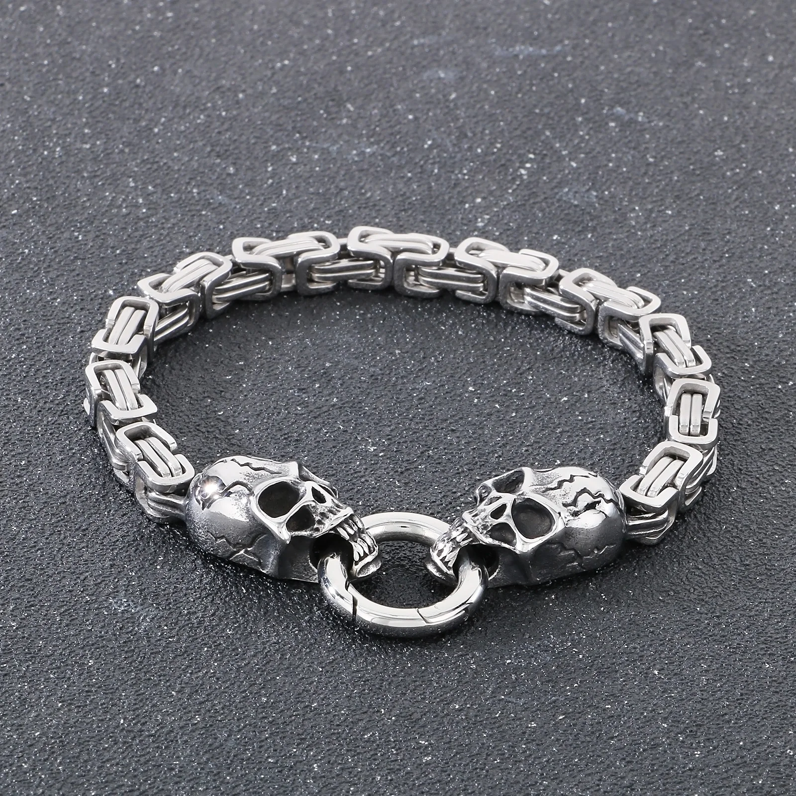 New Charm Men's Stainless Steel Gilded Bracelet Skull Motorcycle Chain Boy Jewelry Party Birthday Gift