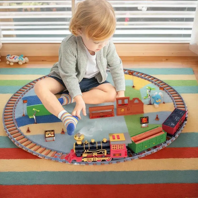 Christmas Train Toys Christmas Electric Railway Track Toy With Fog Battery Operated Train Track Playset Locomotive Engine Play