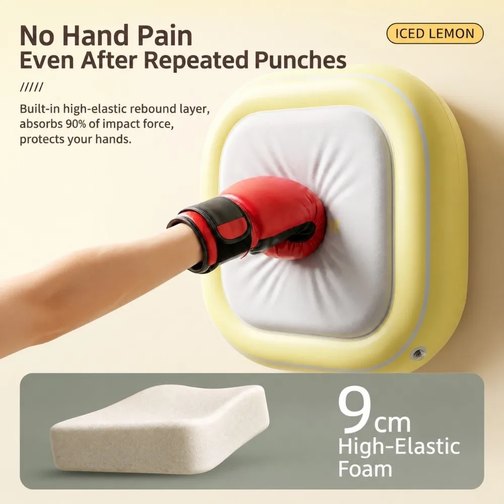 Inflatable Suction Mount Wall Punching Pad Soft Cushion Square Shape Boxing Target No Drill Punching Training Pad