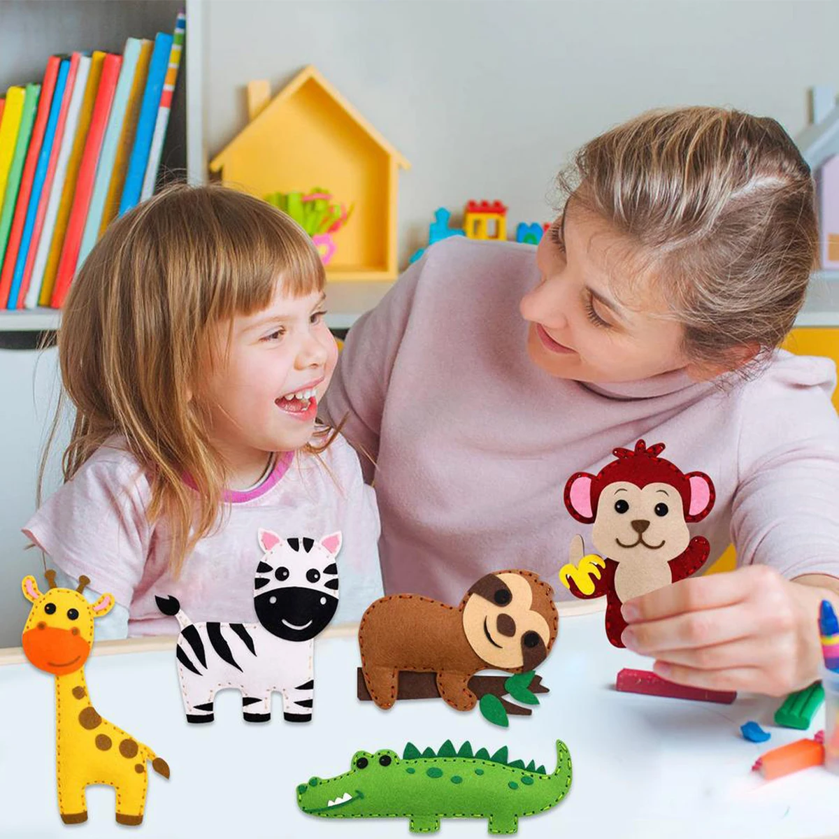 Fai da te feltro animale cucito Kit bambini creativo cucito a mano artigianato giocattoli educativi peluche ornamenti animali regalo Montessori