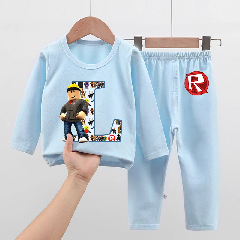 新しい Roblox パジャマ子供のためのかわいい漫画の文字 A-Z プリントパジャマ男の子かわいい秋部屋着冬子供男の子服