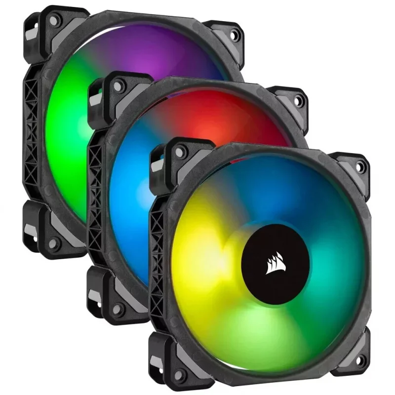 S+ Corsair ML120 PRO Ventilador LED RGB PWM de Levitación Magnética Premium de 120 mm, Paquete de 3, 843591035484