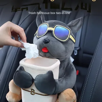 자동차 티슈 거치대 및 쓰레기통, 만화 봉제 인형, 자동 팔걸이, 종이 서랍 보관, 자동차 쓰레기통, 2 in 1