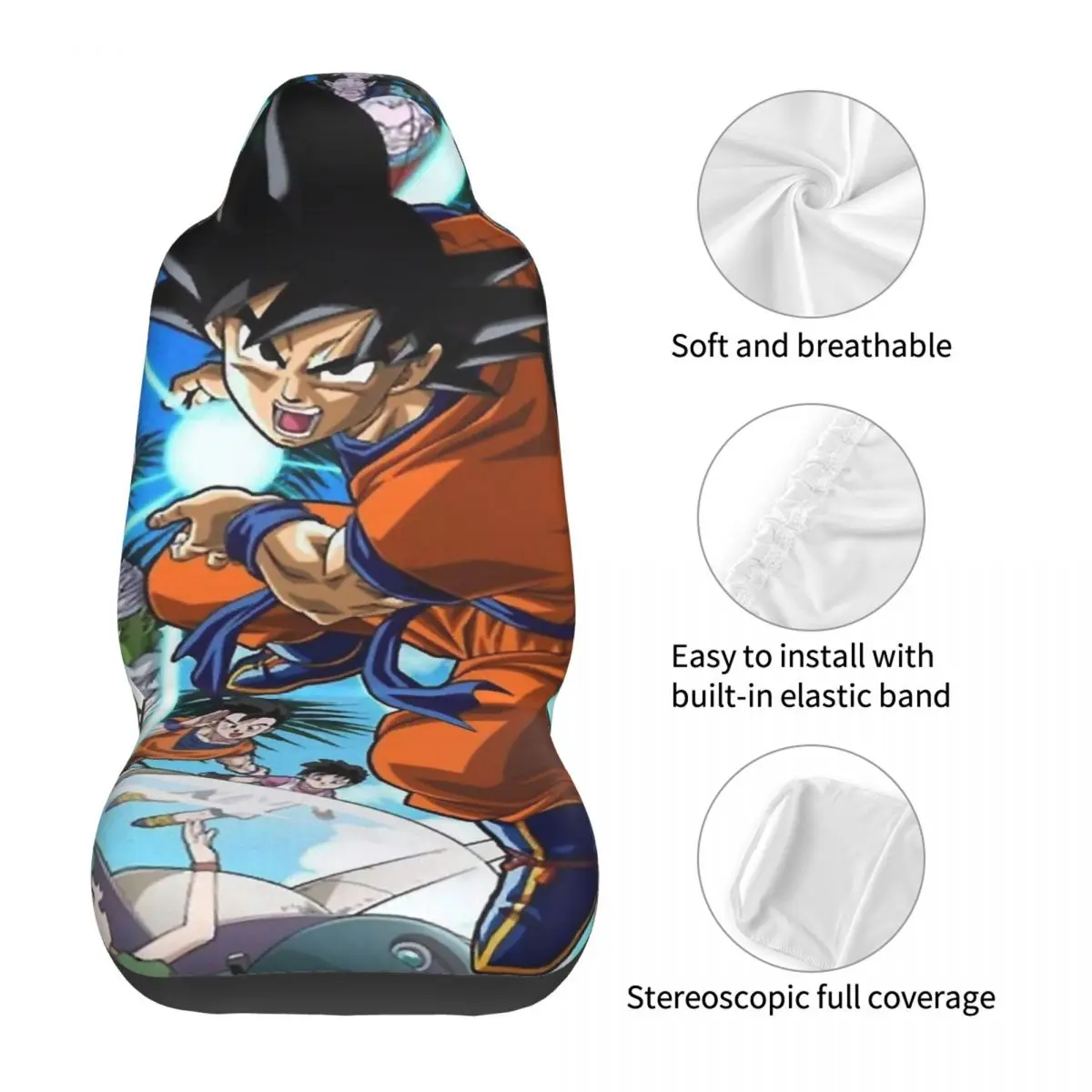 DragonBallZ Car Accessory Bucket Seat Covers for Vehicles Universal Fit Seat Covers for Car Suv Truck view 5