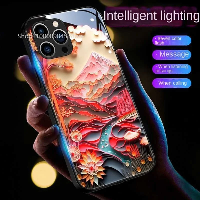 

Sound Control Led Flash Glow Phone Cases For Huawei Mate 60 50 E Pro Plus P40 P30 Nova 10 11 Honor 90 80 70 Luminous Glass Cover