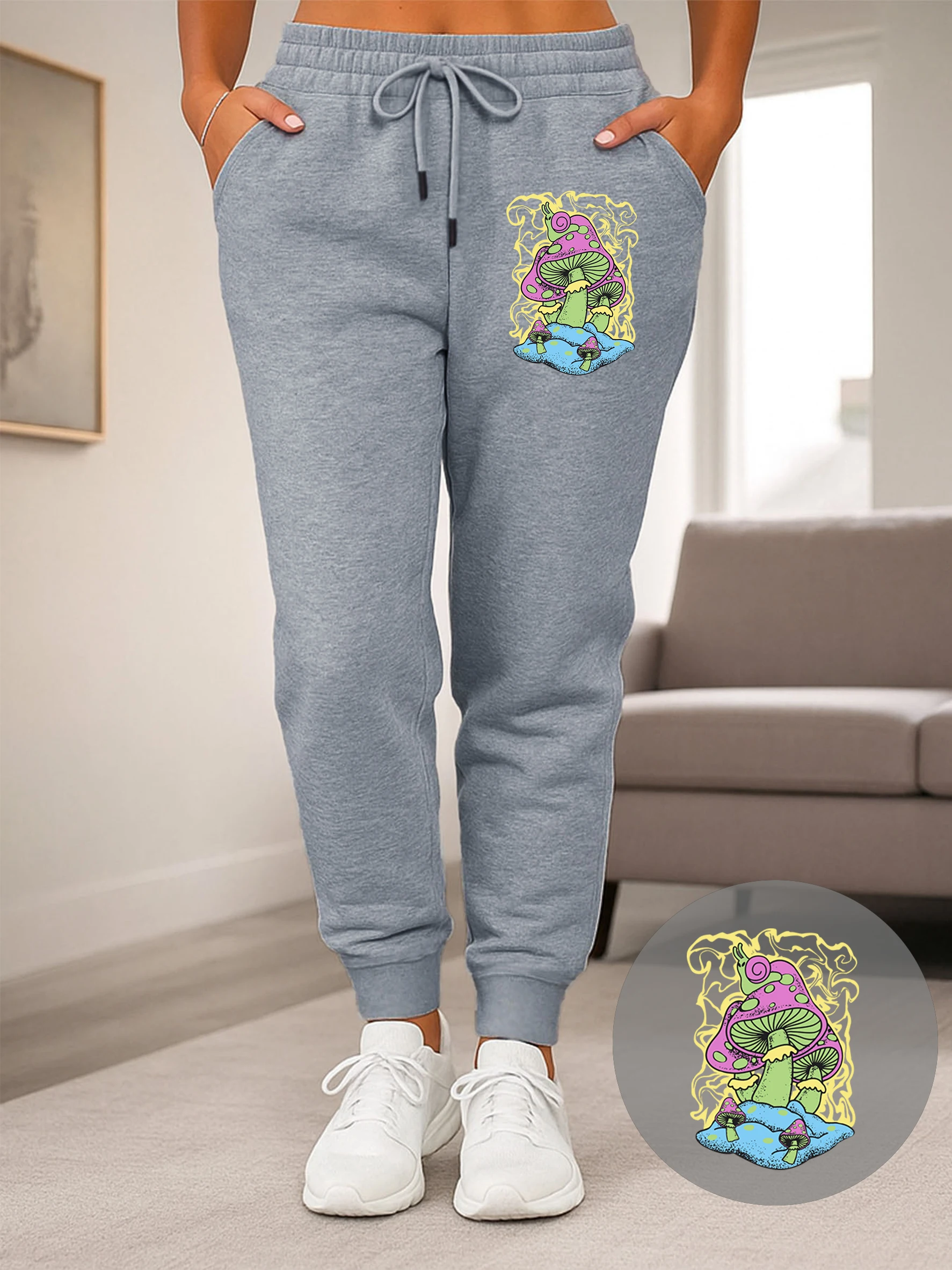 Mmortal Beauty Inside Butterfly Print Women Sweatpant Pocket Trousers Drawstring Pants Woman Fleece Hip Hop Autumn Jogging Pant