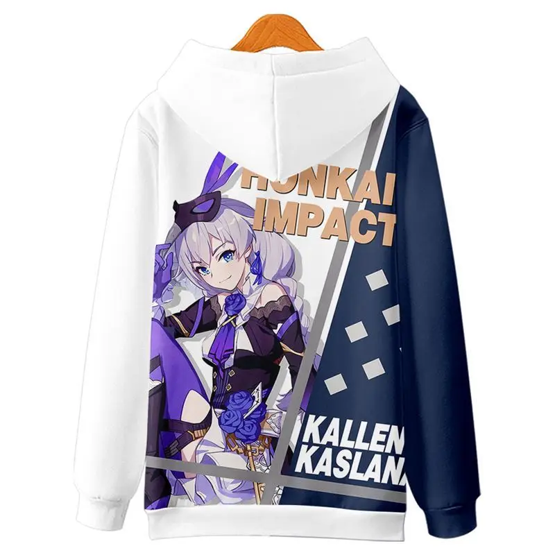 Anime Honkai Impact 3 Kallen Kaslana Cosplay bluza z kapturem kobiety mężczyźni bluza w stylu Harajuku Streetwear Hip Hop sweter z kapturem kurtka