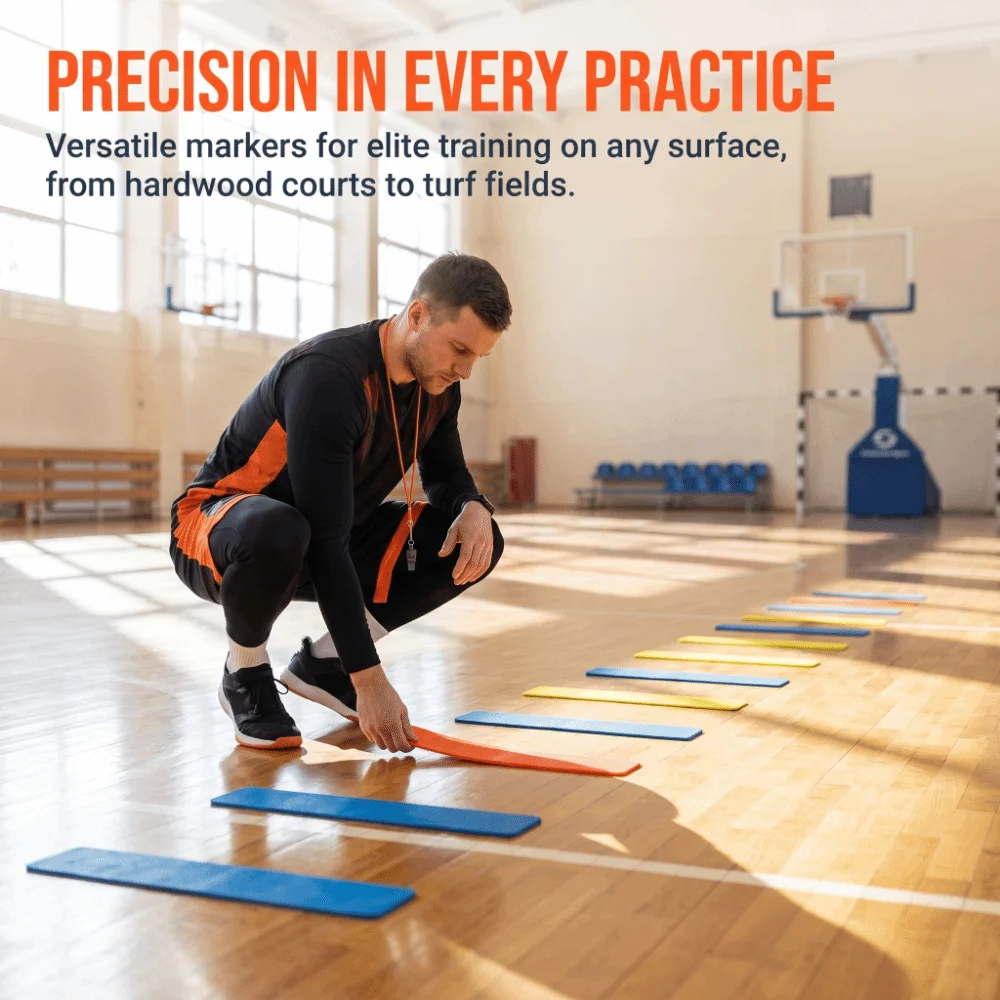 

10PCS PE Court Line Marker Kit Anti-Slip Dots Foldable Strips Training Marker Set Colorful Options Flat Rectangular Shape