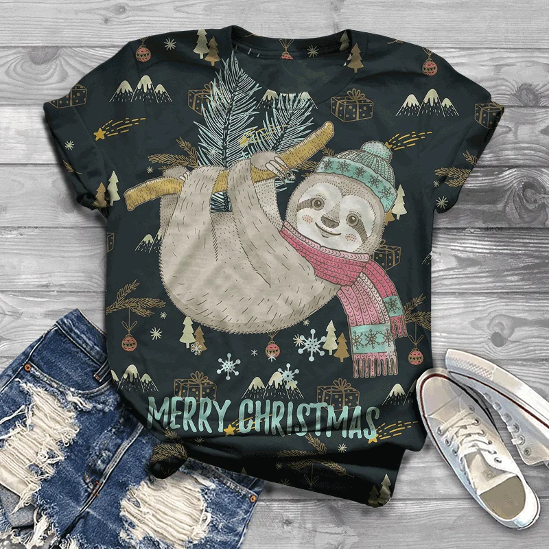 

Fun Cat Cartoon Summer Clothing 2025 Street Fashion Women's T-shirt Comfortable Short Sleeve T-shirt