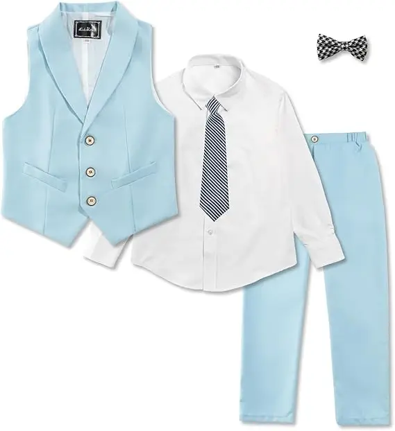 Children's Summer Korean Style Vest Set Boys Flower Boy Host Piano Performance Costume Kids Birthday Photography Costume