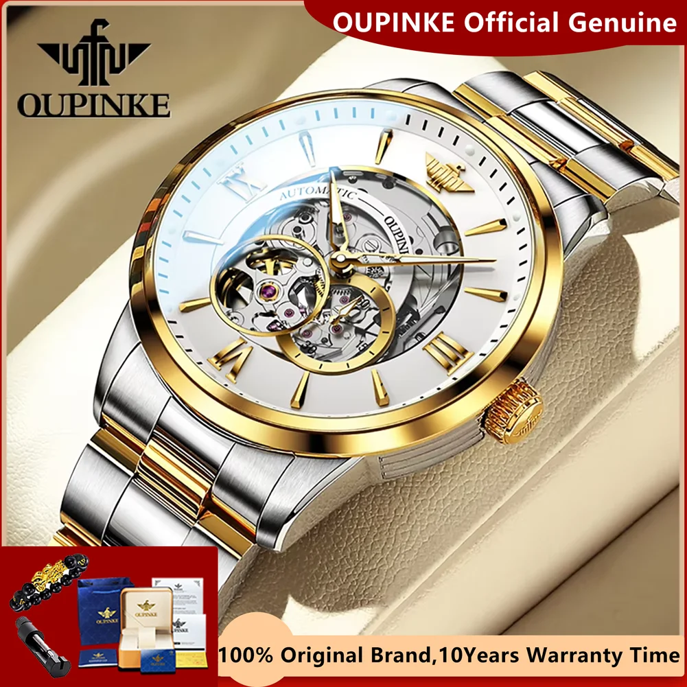 

OUPINKE Automatic Mechanical Watch for Men Luxury Brand Imported Japan Movement Sapphire Mirror Skeleton Waterproof Wristwatches