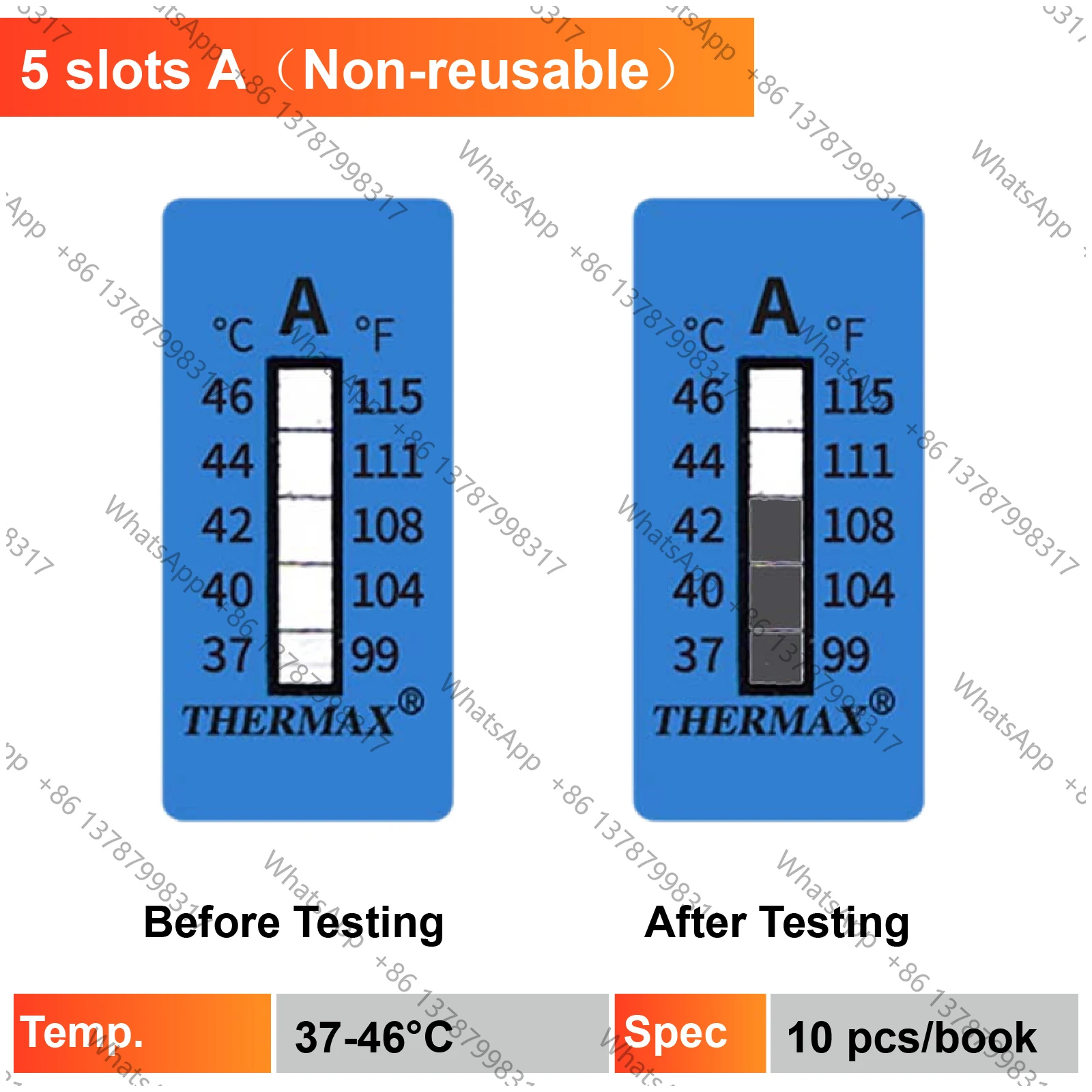Thermax temperature strips self adhesive 5 8 10 level irreversible temperature indicator labels for lab and industrial use