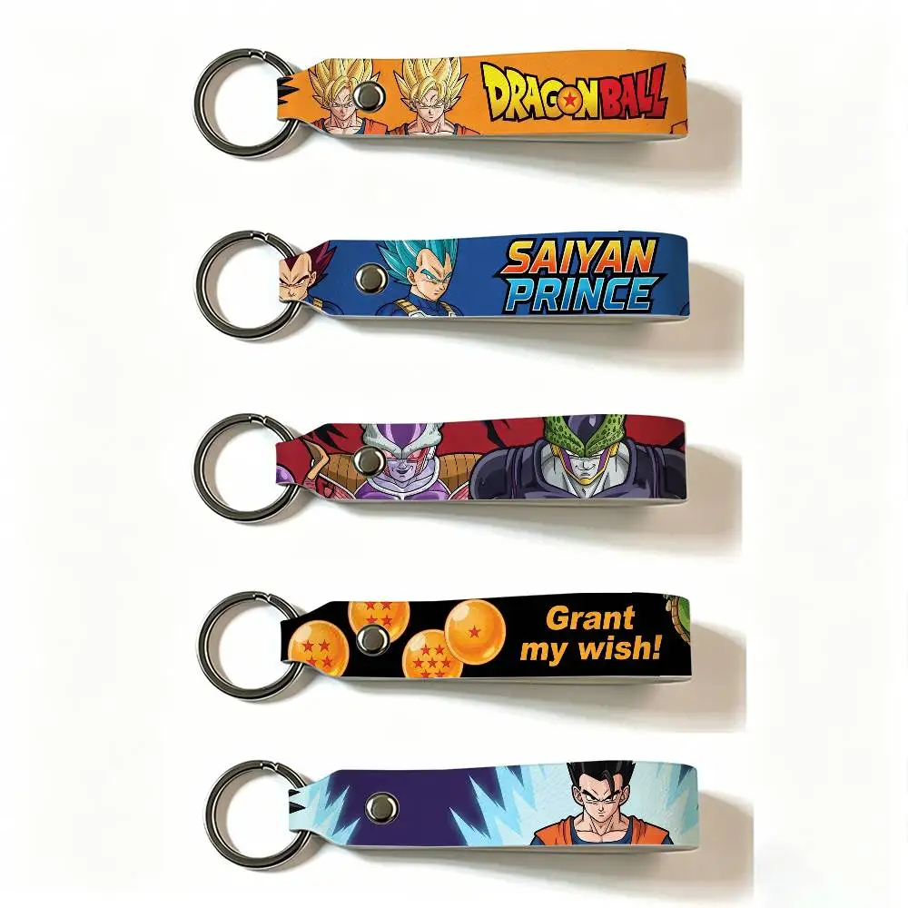Motorcycle DRAGON BALL PU Leather Keychain Minimalist Key Holder Durable Key Organizer Car Keys Bag Accessories Gift