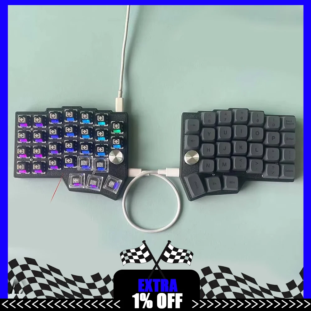 

Borne Corne 4×6 Layout 2Knobs Split Keyboard VIAL58 Ergonomics Hot-swap Mechanical Keyboard QMK Vial Wired Custom Gamer Keyboard