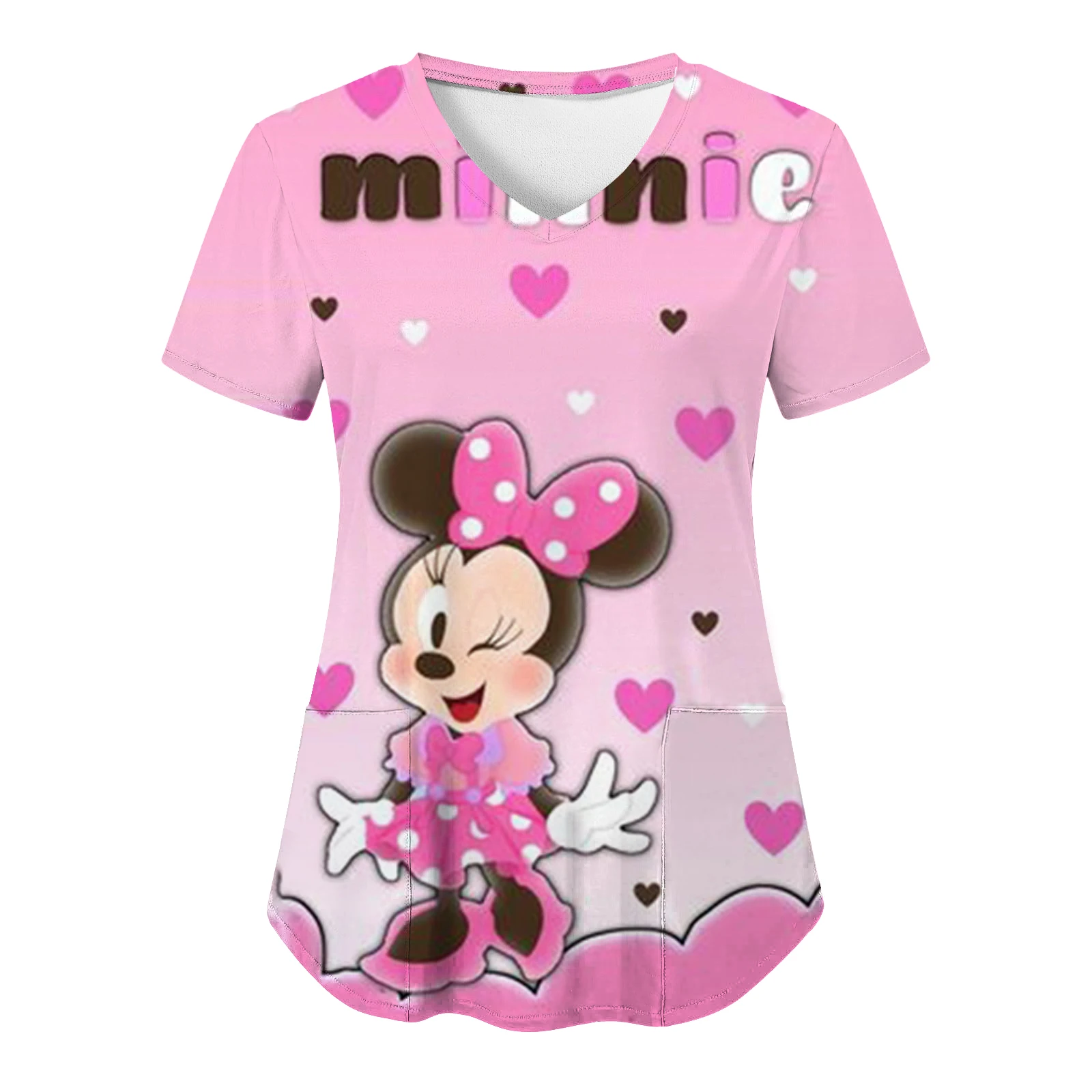 

Miniso 2024 Woman Clothes Nursing Uniform Women's -shir T Shirt Disney Tops Pocket Top Traffic Store Coquette Dresses Traf Y2k