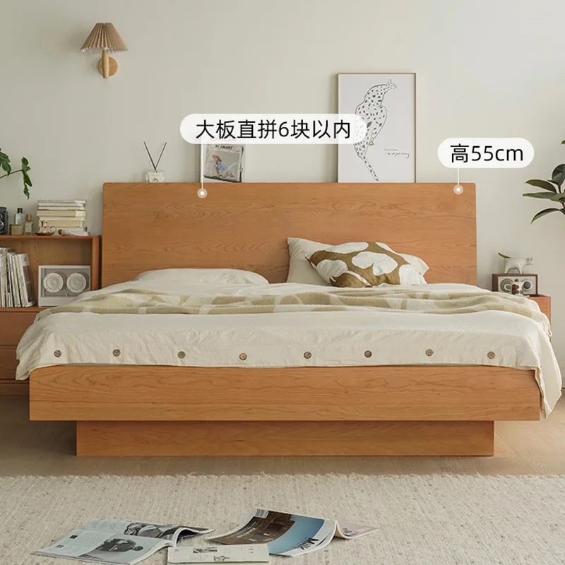 Nordic solid wood box bed, 1.5m Japanese-style small single bed, 1.8m double cherry wood high box storage bed