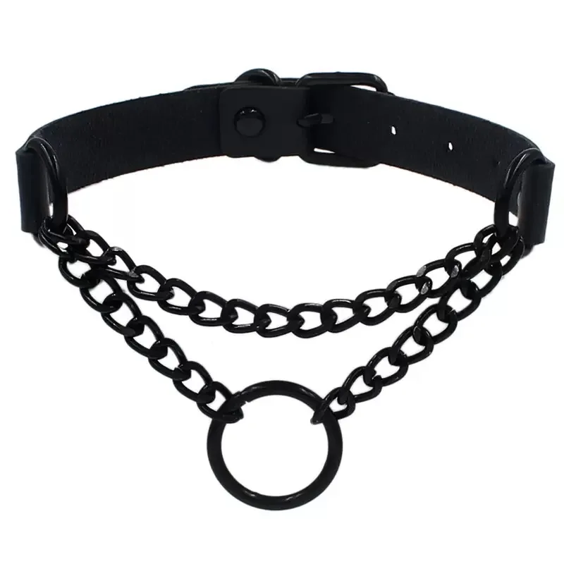 Frau Schwarz Punk Choker Kragen Halskette Sexy PU Leder Herz Lock Schlüssel Spike Chocker Gothic Cosplay Zubehör Partei Schmuck