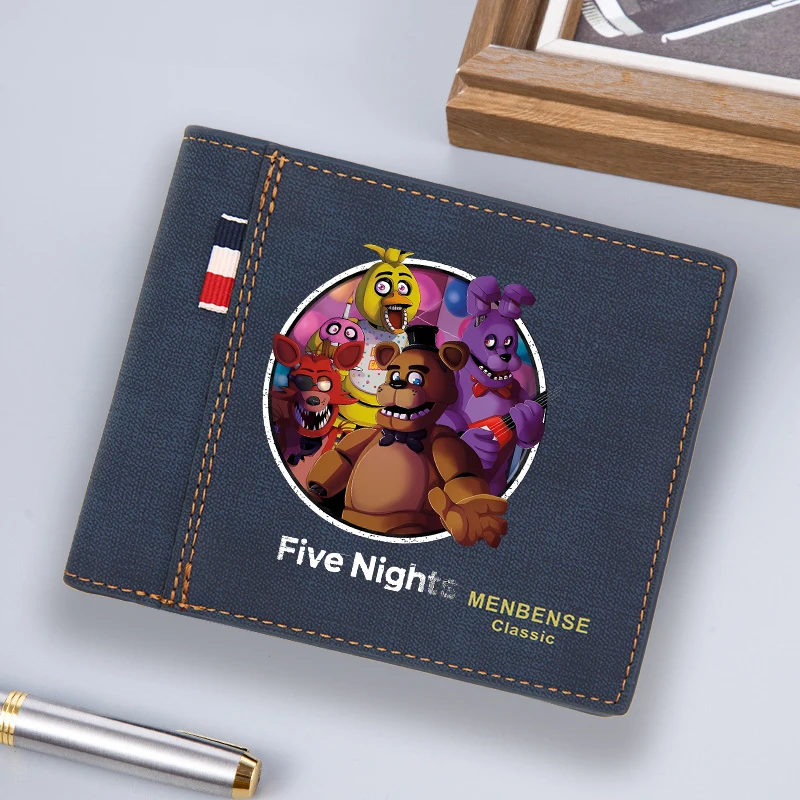 

Five Nights At Freddys Men's Wallets Game Folding ID Card Holders Fashion PU Leather Retro Short Male Coin Purses Boys Bags Gift