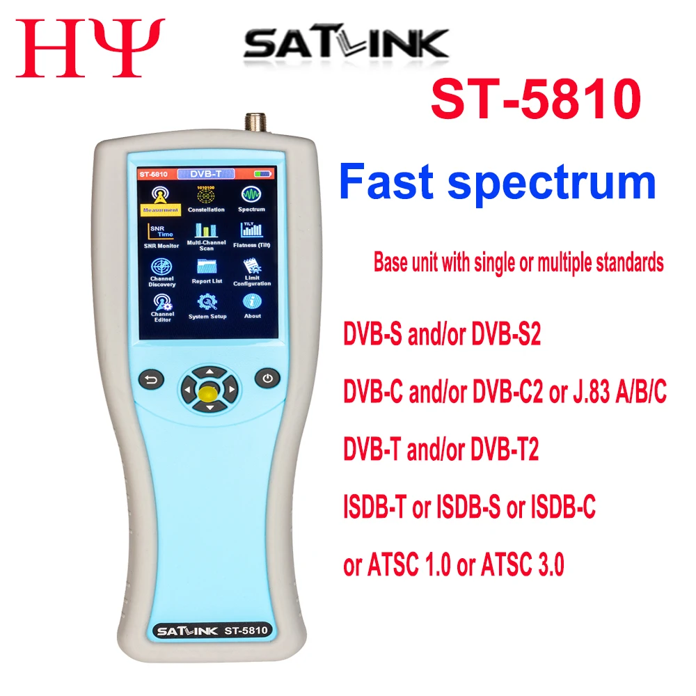 

SATLINK ST-5810 DVB-S DVB-S2 ISDB-T ATSC DVB-T2 DVB-C H.265 Fast Spectrum analysis Satellite Finder Meter screen