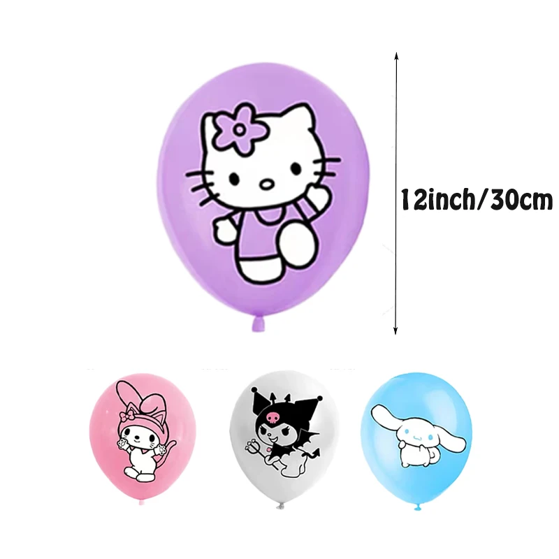 Globo de látex de dibujos animados para niños, decoración de fiesta de cumpleaños, Baby Shower, globo de aire de juguete, Sanrio Kuromi, 10 piezas por juego