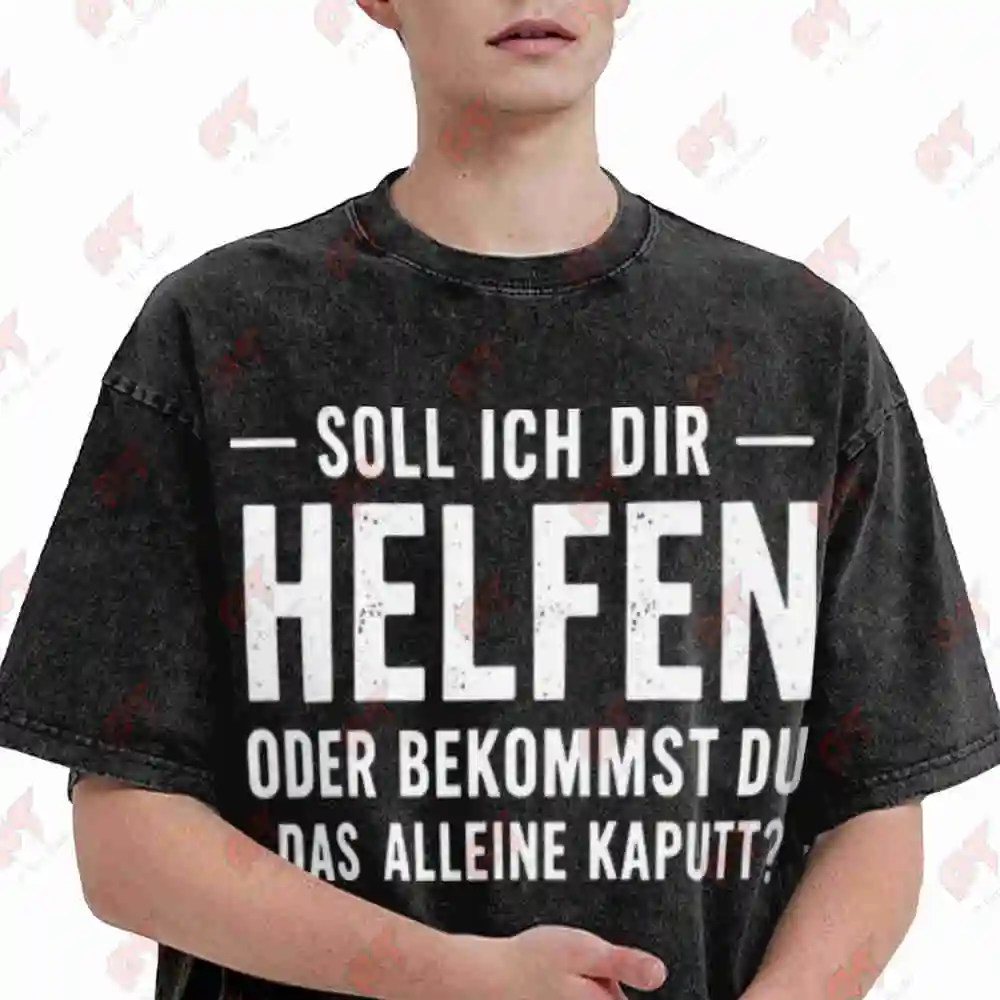 German Do You Need Assistance Humor Vintage Washed Tee Pure Cotton T-Shirt