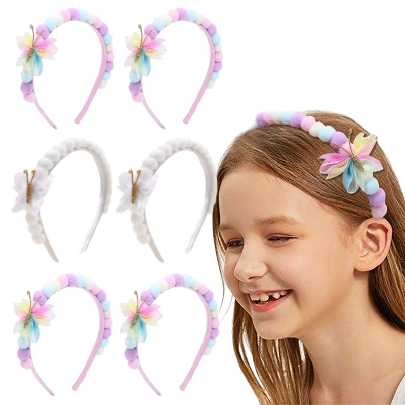 Ncmama-diademas de mariposa para bebé y niña, accesorios para el cabello con encaje de arcoíris, diadema de princesa, aro de Hiar