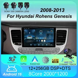 Car Radio Android 16 Carplay 2K Screen Multimedia Player For Hyundai Rohens Genesis 2008-2013 Autoradio Stereo 2din Head Unit