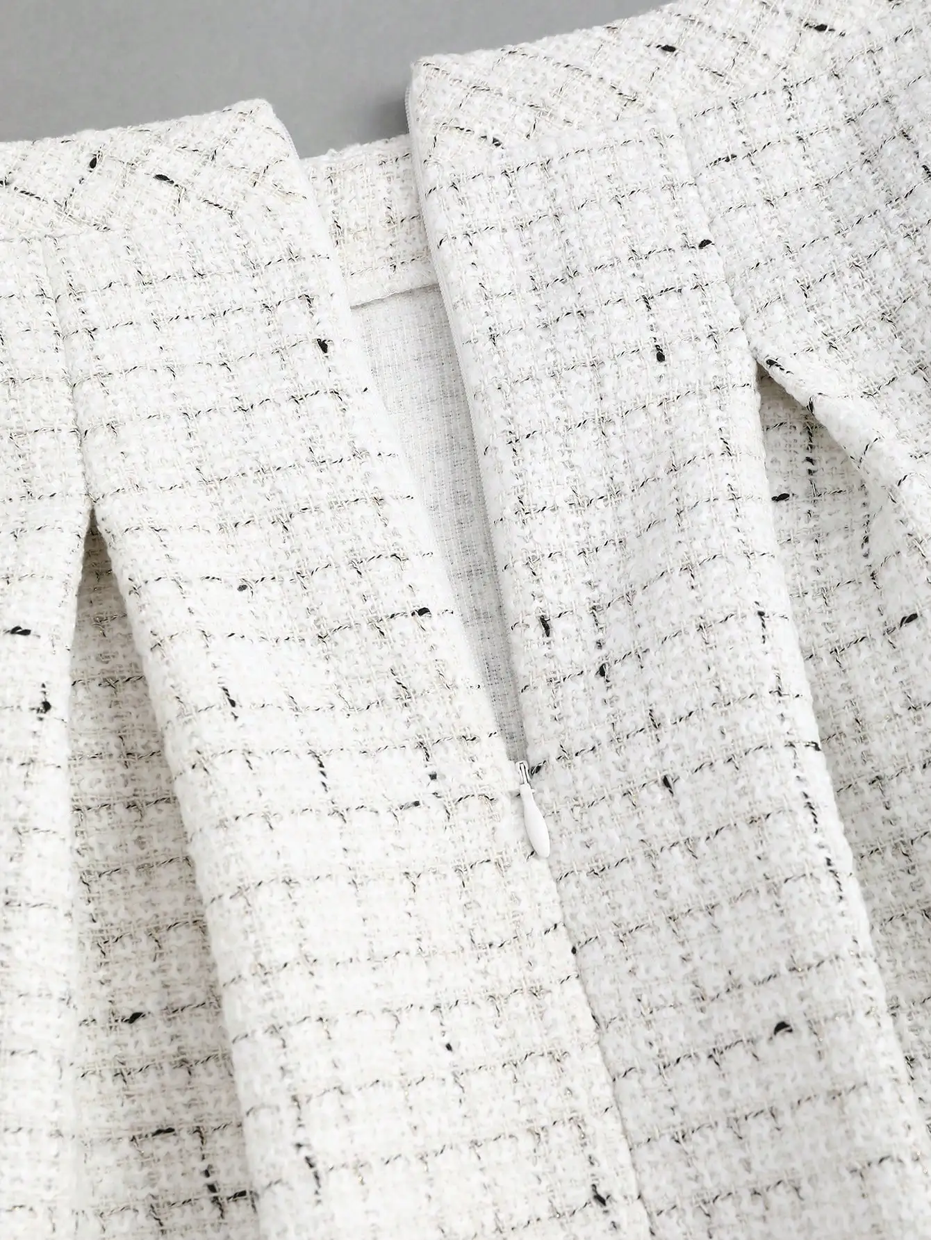 여성용 트위드 투피스 세트: 긴 소매 재킷 & 플리츠 스커트, 대비 트림, 빈티지 스타일