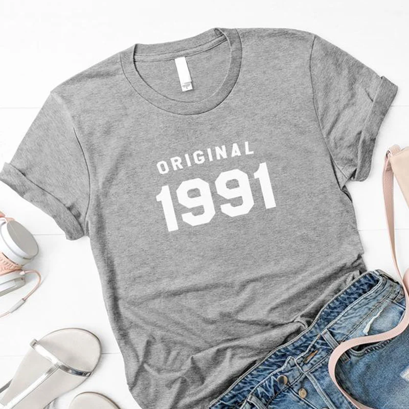 33rd Birthday Original 1991 T Shirt Women Causal Graphic Tees Cotton Short Sleeve Tumblr Tshirt  Tops Drop Shipping