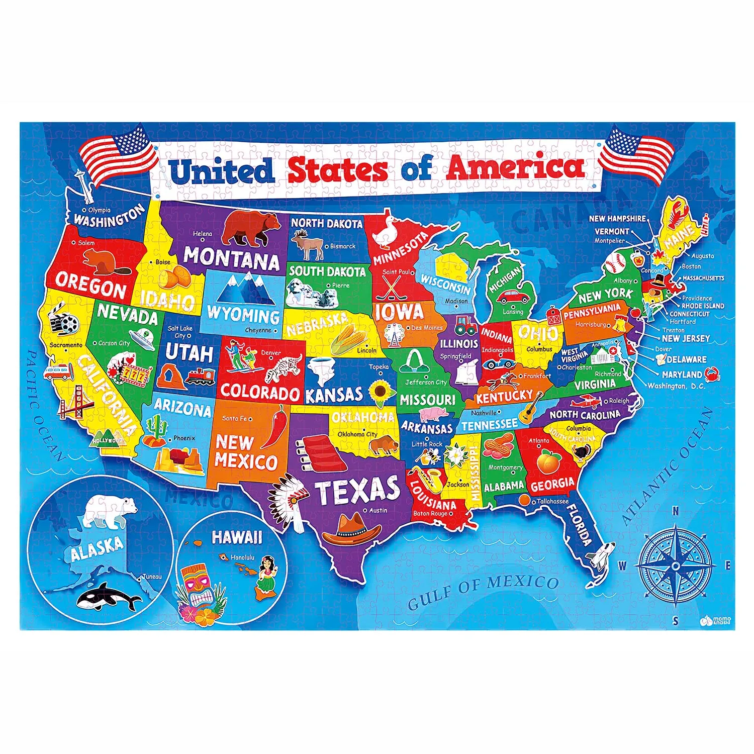 United States Quebra-cabeças para adultos, Jogos de decoração, Fun Floor Puzzles, Brinquedos Educativos para Crianças, Jogos para Família, 1000pcs