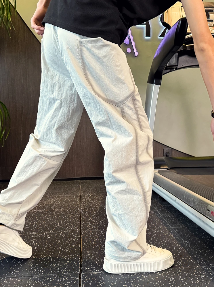 

Мужские спортивные повседневные брюки с широкими штанинами и прямым кроем, окрашенные, модные, молодежные, летние, свободного кроя, с эластичным поясом, улучшенный дизайн