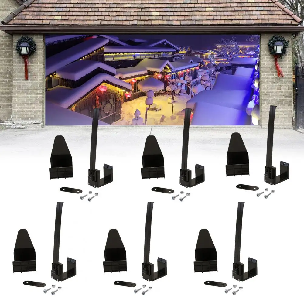 Adjustable Banner Brackets 4/6 Pcs Christmas Garage Door Banner Clips with Spring Brackets Festive Hanging Hooks Quick for Doors