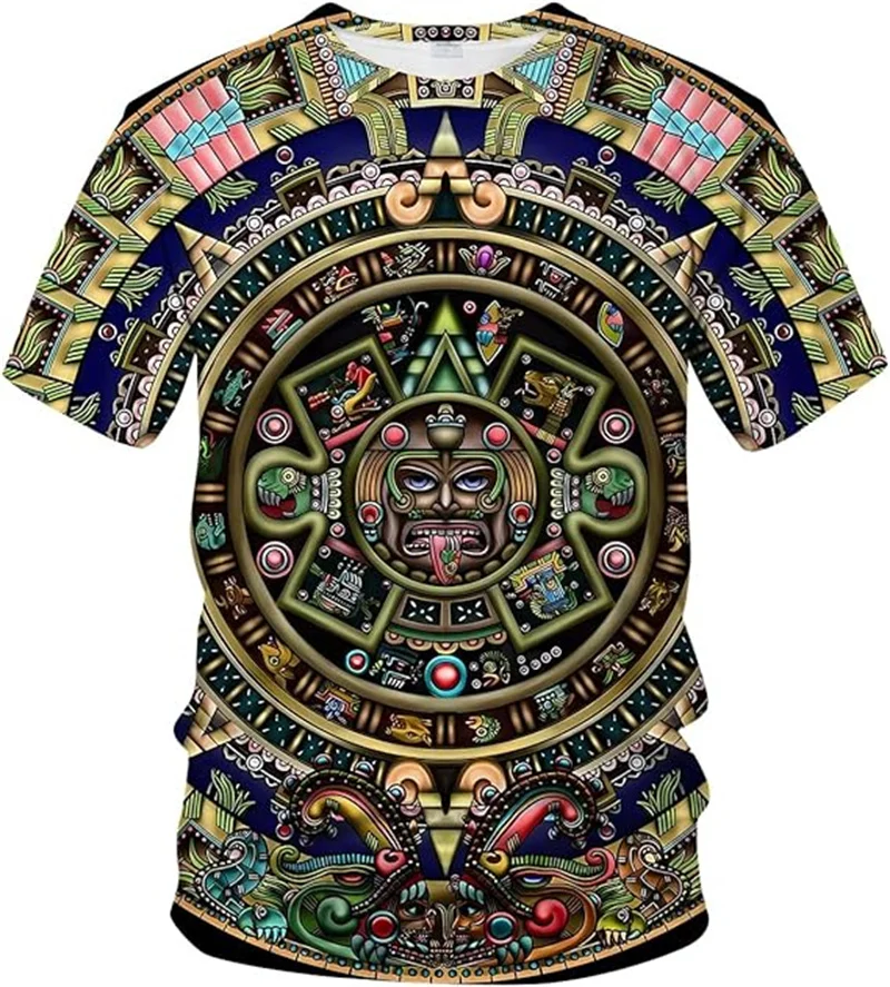 Summer Trend Mexican Aztec Quetzon Men's Casual T-shirt Street Fashion Retro O-neck Higher Quality 3D Printed Tshirts Tops