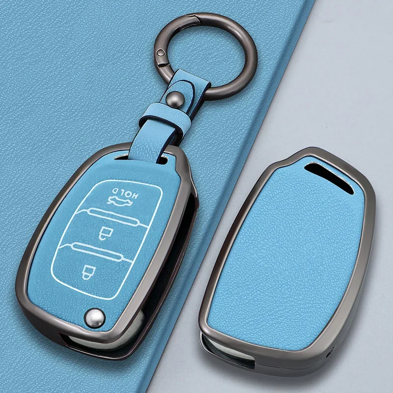 3/4 button Zinc alloy Leather Car Folding Key Cover Case Holder Keychain for Hyundai Avante I10 I20 I30 HB20 IX25 IX35/45 TUCSON