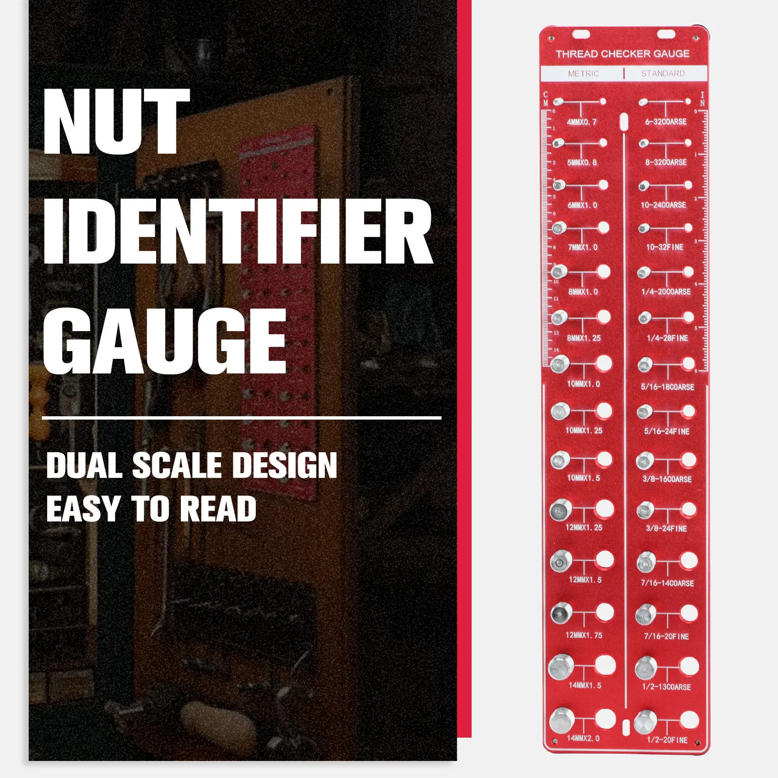 New Nut and Bolt Thread Checker Carbon Steel 28 Thread Identifier Gauge Durable Inch and Metric Screw Size and Thread Gauge