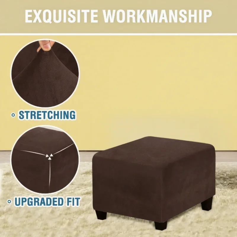 Office Chair All Inclusive Velvet Square Stool Cover Protective Chair Cover Elastic Footrest Removable Cover Machine Washable