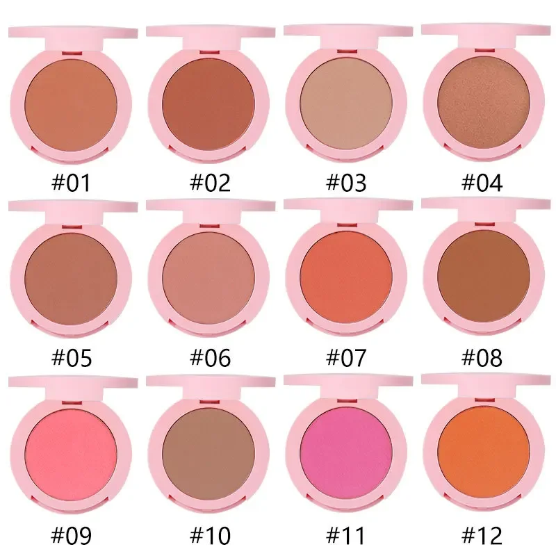 Pink Blusher Blush Powder Pigment Face Contour Bronzer Round Shape Single Palette Blush Shadow Vegan Makeup With Your Logo