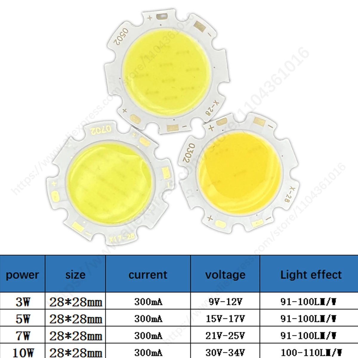 5PCS COB LED Chip Lamp Light Beads 3W 5W 7W 10W 9-34V SMD Cool White Warm White DIY For LED Flood Light Spotlight Hi