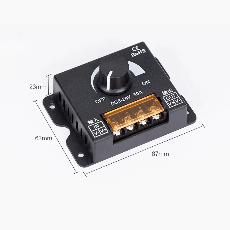 LED Dimmer Controller (DC 5V/12V/24V) for LED Strips and Light Boxes – Remote-Controlled Brightness Adjustment