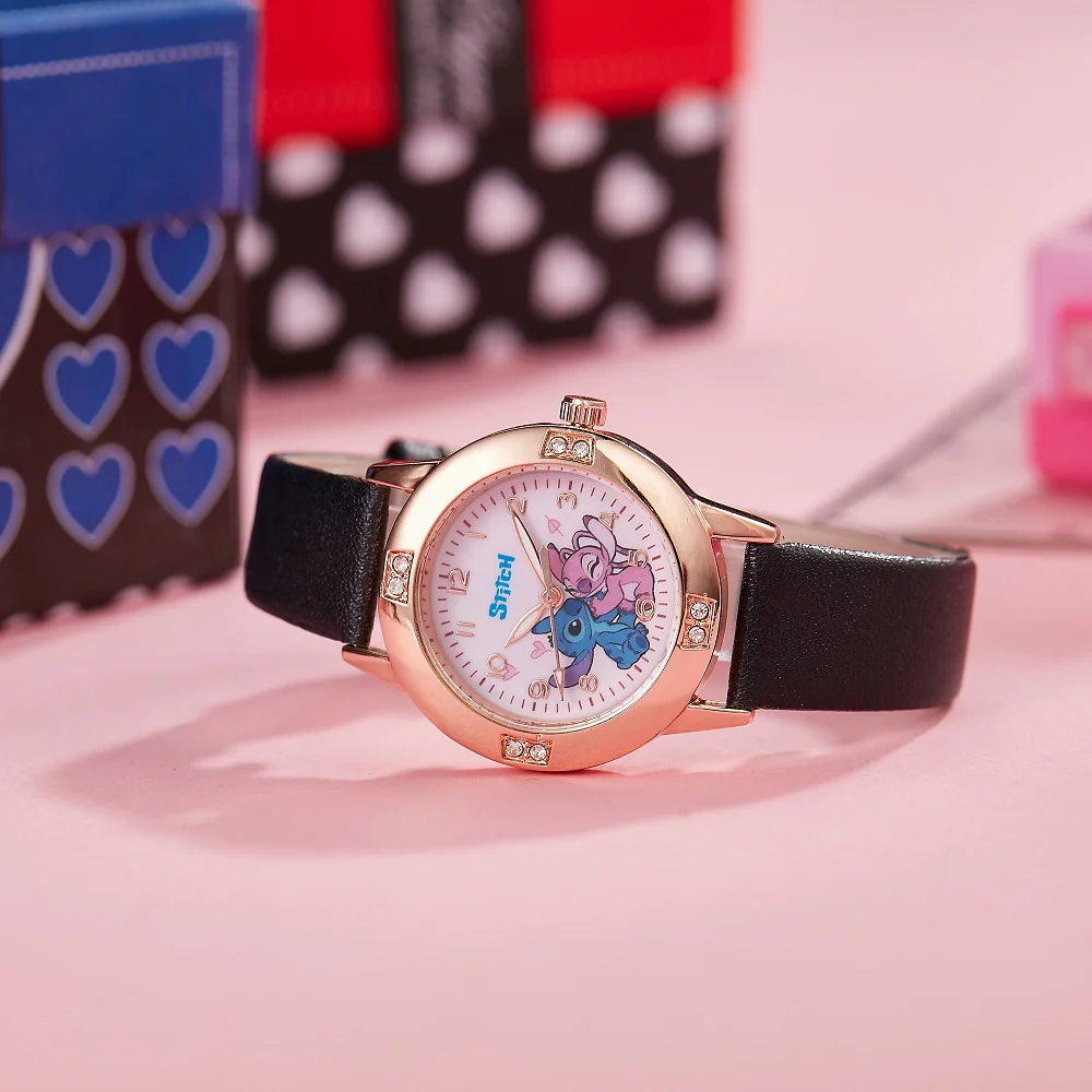 Disney Stitch Cartoon Ladies Girl Steel Belt Belt High Quality Diamond Set Quartz Watch Women's Watches Quartz kid Wristwatch