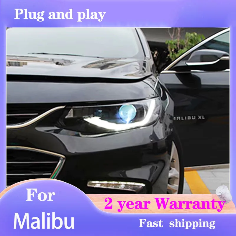 

Стайлинг автомобиля для фар Chevrolet Malibu 2017 2018, фары Malibu XL, DRL, указатель поворота, ближний свет, линза проектора